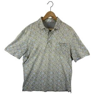 Johnnie-O Cactus Geometric Pattern Polo Shirt AOP Sz Large Golf Cotton Stretch